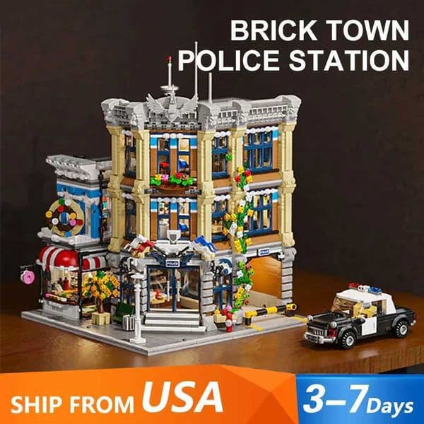 Brick Town Police Station House Buildings SetsCity Apartment Store Model Modular Buildings Blocks Gift for Adults Kids 3200PCSJ260513