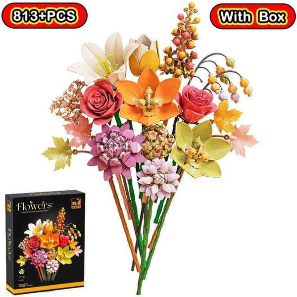 NEW Romantic Roses Flowers Sunflowers Valentines Day Gifts Daffodils Gardens House Building Blocks Bricks Sets Kids Kits Decor L2605138C1A