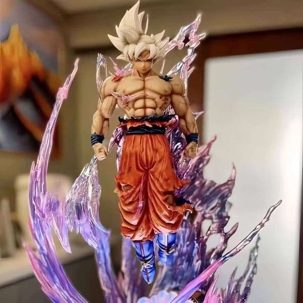 24cm Anime Dragon Ball Son Goku Action Figures Ultra Instinct Super Saiyan Statue Pvc Emit Light Model Boy Toy Collection Gifts 26Y0 26Y0513