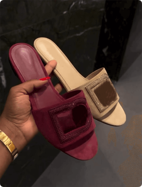 2026Y Girl Cut Out Slipper Sandal Suede slippers with rhinestones crystal-embellished Sandals Ballet-Flat Cashmere Slippers dgsandal woman flat beach flip flops