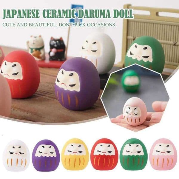 Japanese Ceramic Daruma Doll Crafts Lucky Charm Fortune Ornament Landscape Home Decor Miniature Accessories Gifts 26Y0513