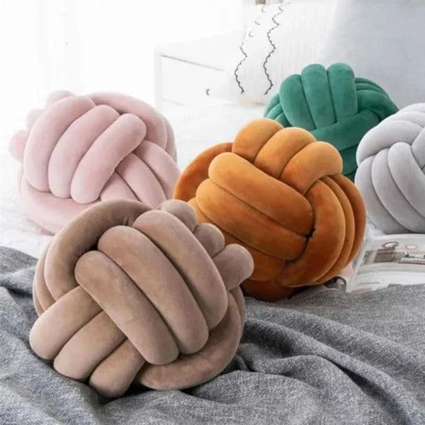 Luxury Designer Decor Knot Pillow room Ball Round Home Decor Cushion Decorative Aesthetic Handmade Throw Pillows Khaki Cream Pink White Blac 3