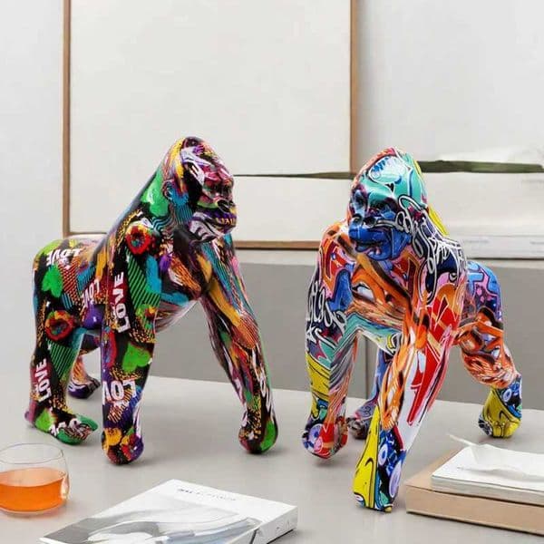 Creative Painted Graffiti Colorful Gorilla Statue Creative Decorative Crafts Home Porch Wine Cabinet TV Cabinet Decoration Gift T260512
