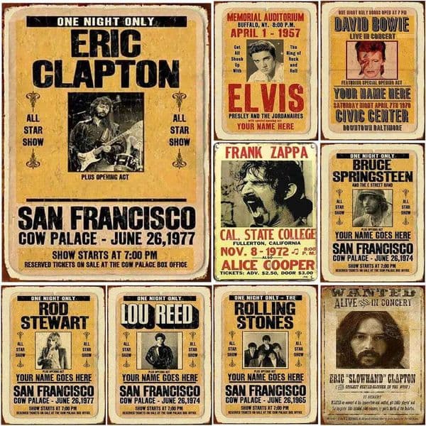 Bands Metal Tin Signs Plaque Rock Roll Wall Decoration Vintage Art Posters Iron Painting for Man Cave Home Cafe Garden Club Bar 26L0513
