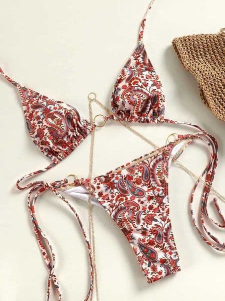 Miyouj 2024 Bathing Suits Triangle Bikinis Printed Swimwear Womens Low Waist Swimsuit Bandage Biquini Set New Two Piece Suits Z260514