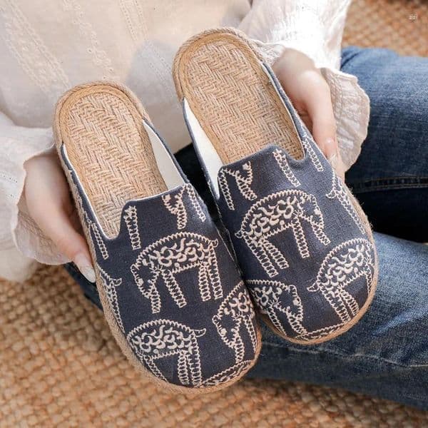 Slippers Summer Ethnic Style Thick-soled Retro Woven Literary And Breathable Women's Shoes Embroidered Sandals Womens Sexy
