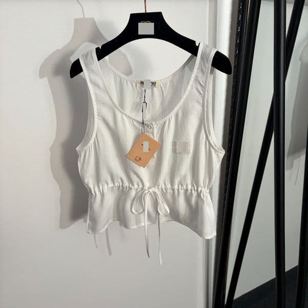 's new casual fashion letter logo patch embroidered slim-fit versatile elastic waist tank top