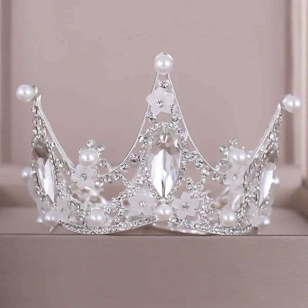 Crystal Pearl Round Crown Tiara Rhinestone Prom Diadem Crown For Women Bridal Wedding Hair Accessories Jewelry Crown Tiara Gift L260514ZS9S