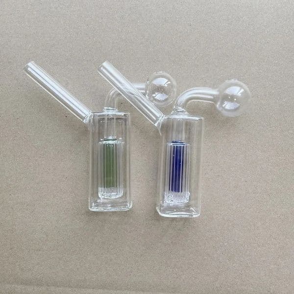 2PCS Glass Oil Burner Bubblers Pipes Bowl Straight Hand tube colorful Smoking glass pipe
