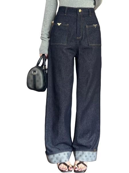 2026 Spring/Summer Designer New Style Denim Pants - High-end Luxury Letter-Printed Long Pants. Women's Classic Casual Versatile Denim Pants
