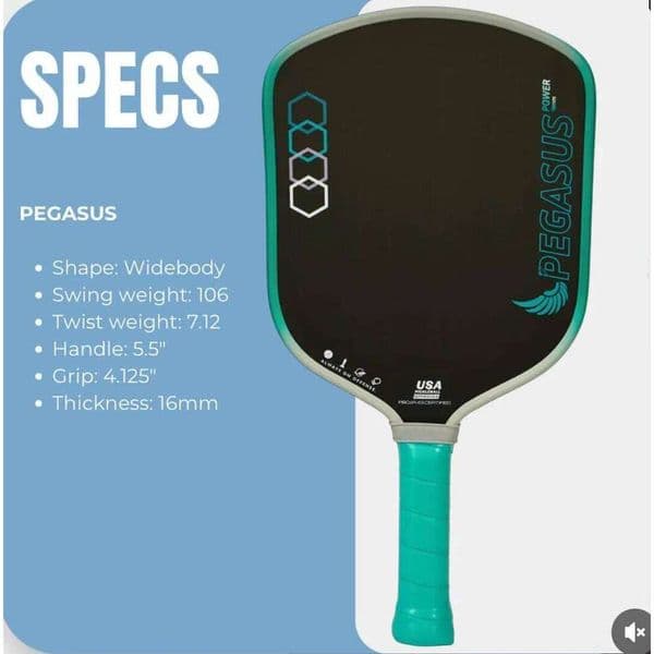 PEGASUS 16MM Pickleball T700 Carbon Fiber Textured Surface, Polyer Honeycomb Core, Wide-body Paddle, Enhanced Power&Spin 26L0514