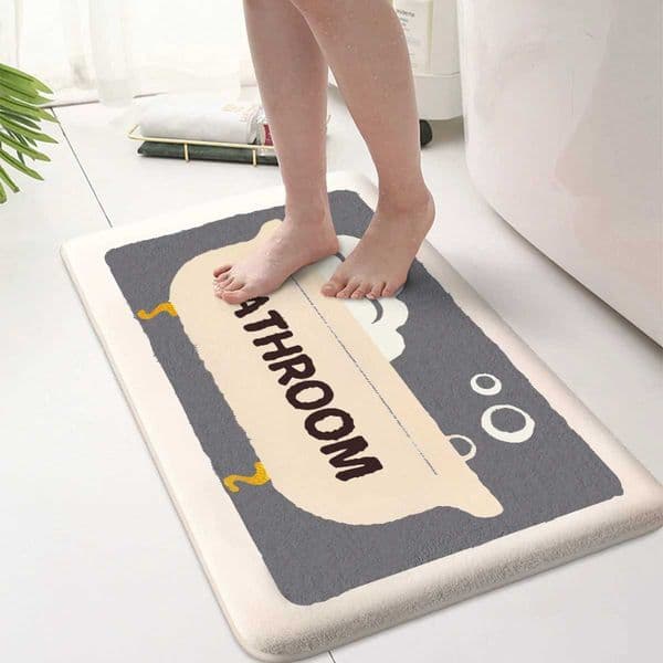 Thickened flannel cartoon anti-slip mat bathroom toilet washable floor mat absorbent and dirt-resistant entrance matJ260514