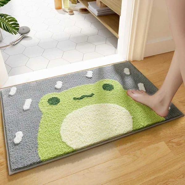 Frog and Bear Flocking Bath Mat Home Decoration Door Mat Non-slip Absorbent Bathroom Doormat Super Soft Fiber Bath RugJ260514