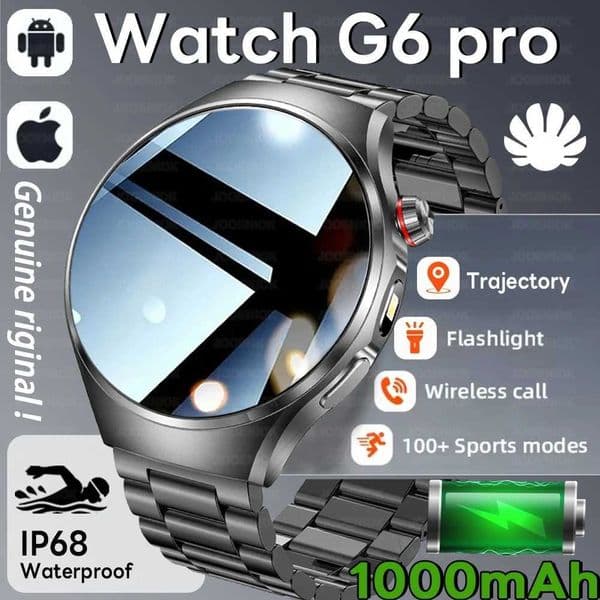 2026 New Watch G6 Max 1000mAh Battery Smartwatch Men Call GPS Tracking LED Flashlight Rate Health SmartwatchJ260514