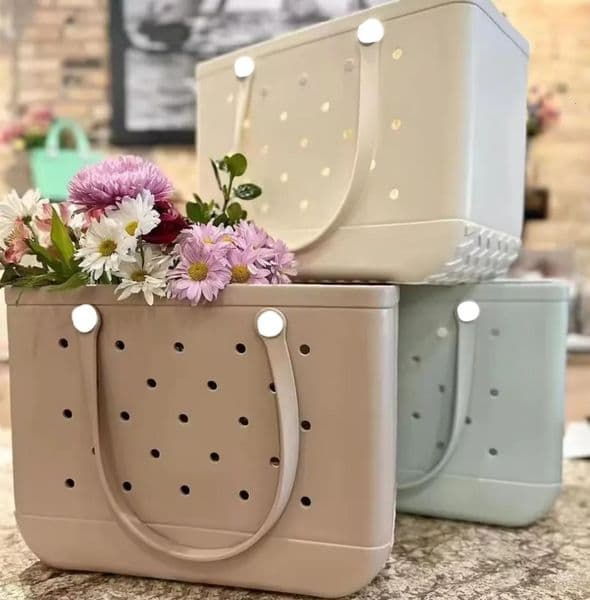 Luxury Designer Decor Medium room Large Summer Beach Designer EVA Rubber Waterproof Pool Shoulder Handbag Picnic Women Shopping Basket Tote 10