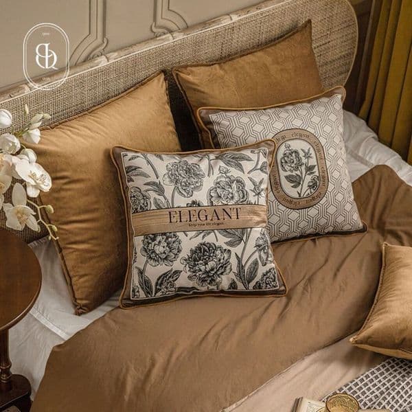 Luxury Designer Designer Luxury Tilde Velvet Pillow h Cover Cream Ins Style Living Room Sofa Bedroom Bedside Home Case Soft Cushion Not Including Insert Free S *