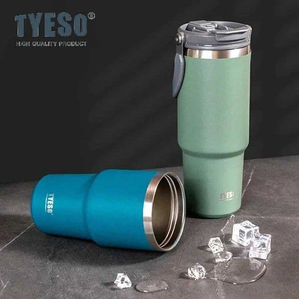TYESO 20/25/30oz Insulated Cup Stainless Steel Vaccum Thermos Bottles with Handle Straw Portble Outdoor Travel Car Ice TumblerT260514