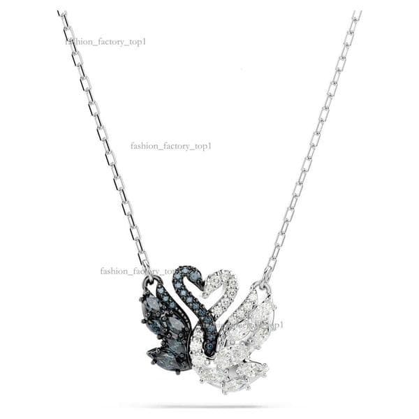 Swaravskity Necklace Jewellery Gold Plated Interlocking Swan Design Black Crystal Accents Matching Necklace Bracelet For Evening Banquet Gift High Quality 7B0