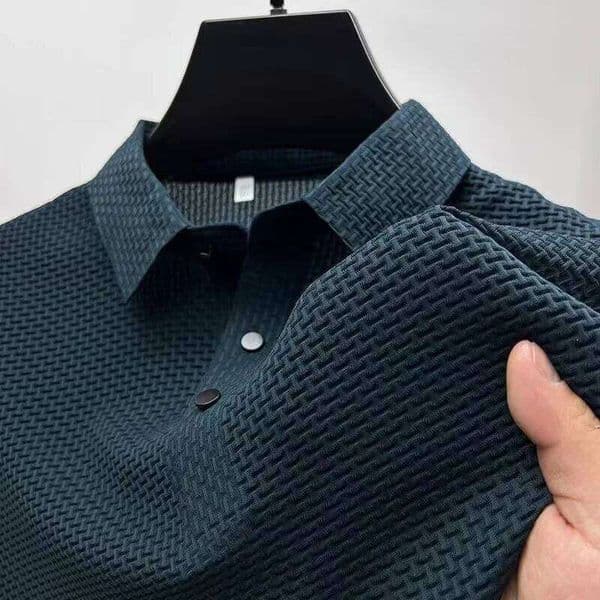 New Men's Business Casual Short Sleeved Bone Flower Solid Color POLO Shirt Fashion Breathable Comfortable Summer Versatile Top 26Y0514