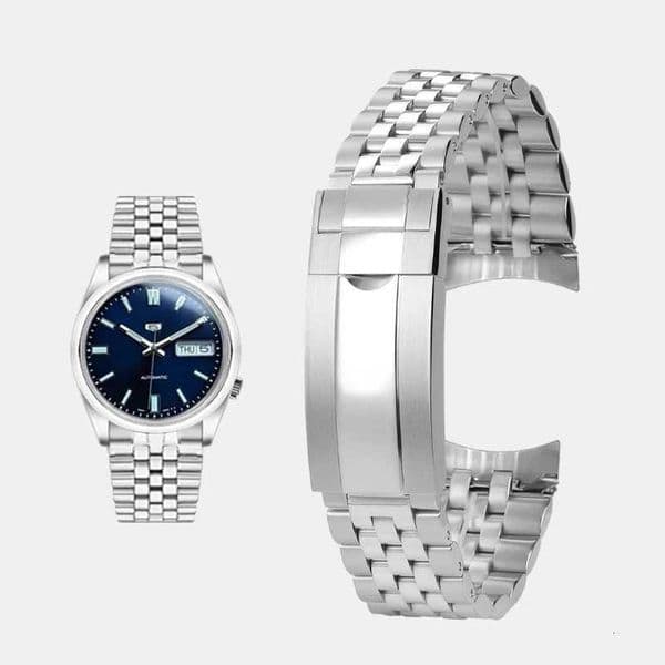 Stainless steel Jubilee strap For Seiko 5 SNXS73K1 SNXS75 SNXS77 SNXS79K1 SNX79J1 Hollow Curved End Solid Screw Links Watch Band X260514