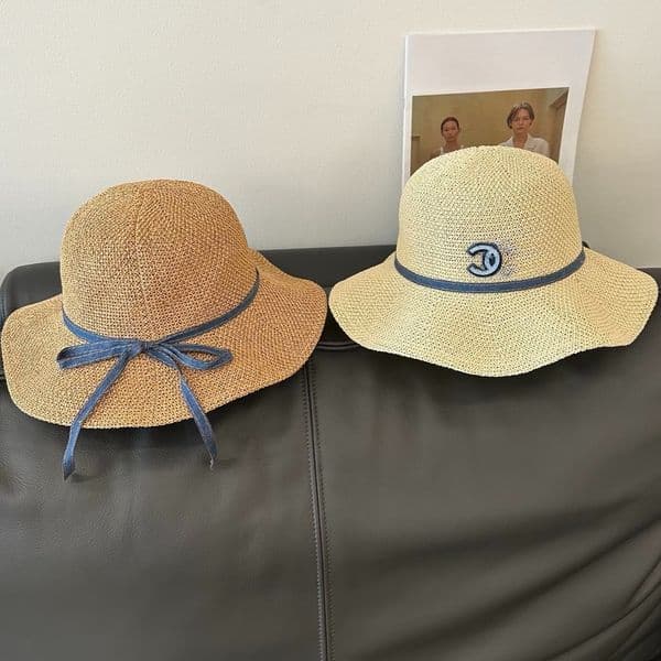 Designer Hat Women's Wide Brim Straw Sun Hat Beach Hat Spring Hat Embroidered Detail Dome Cap for Summer Beach Daily Wear thumbnail 2