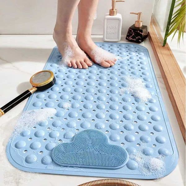 1pc PVC Non-slip Shower Mat with Suction Cups Drain Holes Massage Shower Rug Bathroom Mat Bathtub Mat Bath Rugs 157x275inJ260514