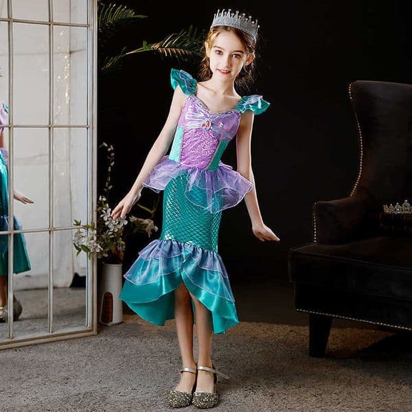 Mermaid Princess Dress for Girls Summer Dress Childrens Day Performance Costume Kids Clothing L260514SFWB