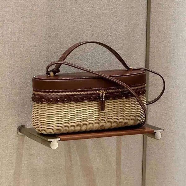 New Fashion Handwoven Straw Canteen Summer Luxury Tote Bags For Women PU Leather Shoulder Small Square Box Bag Wallets Liksusie