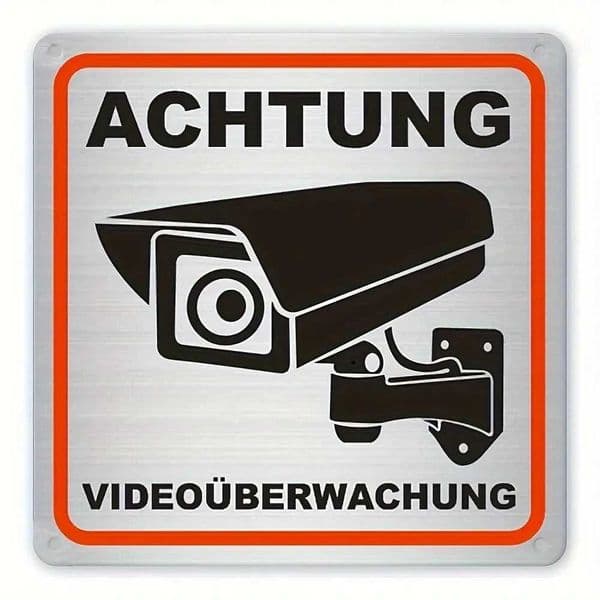 Upgraded 8x8 Security Camera Sign Aluminum No Wiring Wall Mount Surveillance Warning Plaque C260514