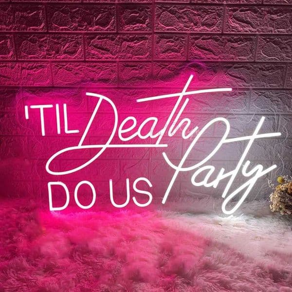 Neon Sign Light Til Death Do Us Party Decor Wedding Neon LED Sign Room Decor Wall Hanging Neon Lights Party Birthday Bar Sign X260514