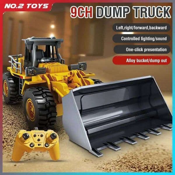 2.4G Alloy Remote Control Dump Truck Excavator Bulldozer Engineering Vehicle 9 Channels RC Trucks Model Children's Toy Kids Gift 26Y0514