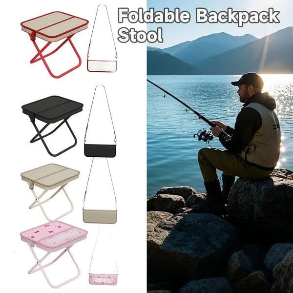 Outdoor Foldable Backpack Stool Portable Fishing Chair 150kg Loadbearing Lightweight Camping Seat With Shoulder Strap Tool 260513