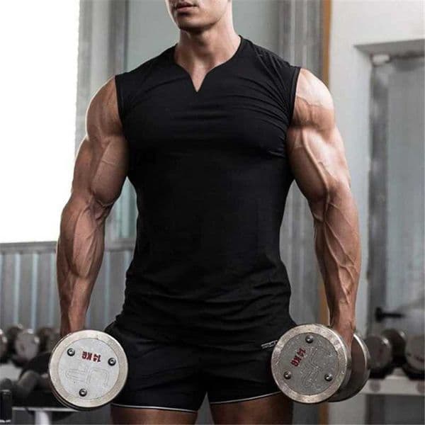 Mens V-neck Sleeveless Cotton Plain Gym Fitness Sport Tank Tops Shirts Summer Cool Breathable Clothing Bodybuilding Muscle Vests T260514