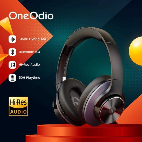 Oneodio ANC Wireless Bluetooth Headset A10 Over Ear Hybrid Active Noise Cancelling Headphones With Microphone Hi-Res Audio Z2605145V1V