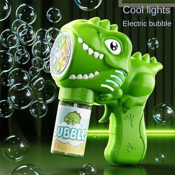 6-hole Electric Bubble Gun Dinosaur Bubble Machine Automatic Soap Blower with Light Fully Automatic Bubble Gun Outdoor Game Toy L260514O7N3