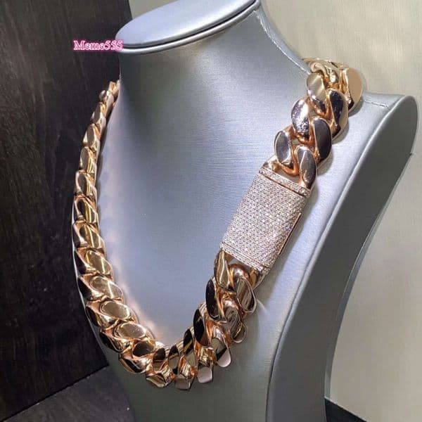 Best Quality Customized Cuban Link Moissanite Diamond Chain 925 Sterling Silver Yellow Gold Diamond Chain