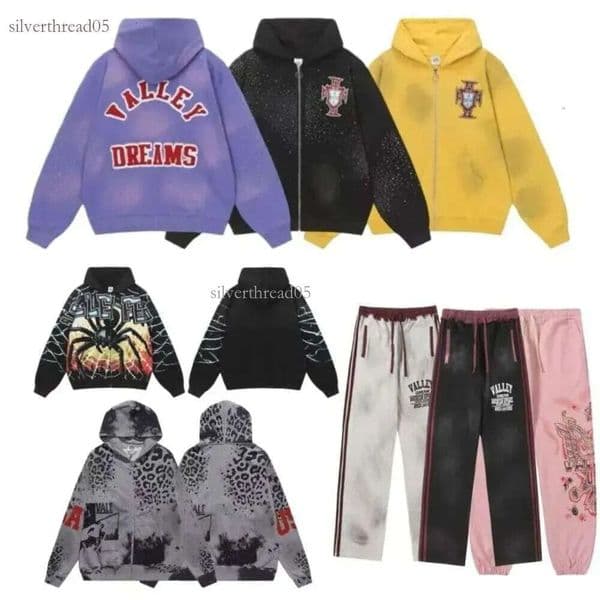 Valley Dreams Tracksuits Designer Hoodie Sweatpans Val Zipper Jacket Tshirt Mens Y2k Hoodie Retro Figure Print Loose Casual Letter Hoodie For men hoodie c28