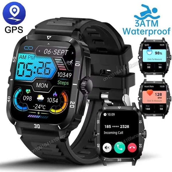 2025 Military Smart Watch Men 3ATM Waterproof Outdoor GPS Sports Fitness Tracker Health Monitoring Smartwatch Men 400mAh WatchesJ260514