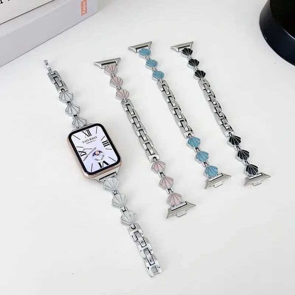 Jewelry Shell Metal Watch Band for Fit 3 4 Pro Bracelet Slim Dressy Wristband Strap for Watch 10 9 8 Wen CorreaJ260514