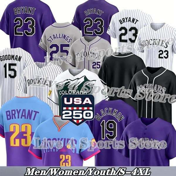 Kris Bryant Rockies Baseball Jersey TJ Rumfield Ezequiel Tovar Kyle Karros Willi Castro Chase Dollander Brenton Doyle Edouard Julien Goodman Johnston Moniak 4XL