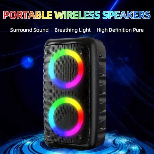 Karaoke Radio FM Bluetooth Speaker Portable Wireless With Microphone Lamp Machine Caixa De Som Sound Box Music Subwoofer LED TWS S260513HUIP