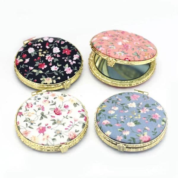Pocket Floral Mirror Mini Makeup Compact Portable Two-side Folding Make Up Mirror Women Vintage Cosmetic Make Up For Gift 260514