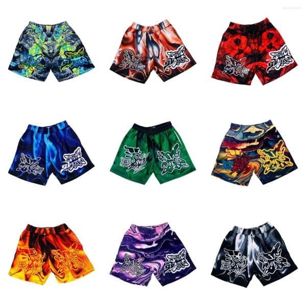 Men's Shorts American Street Hip-Hop Style Sportswear Graffiti Elements Casual Summer Beach Breathable Quick-drying
