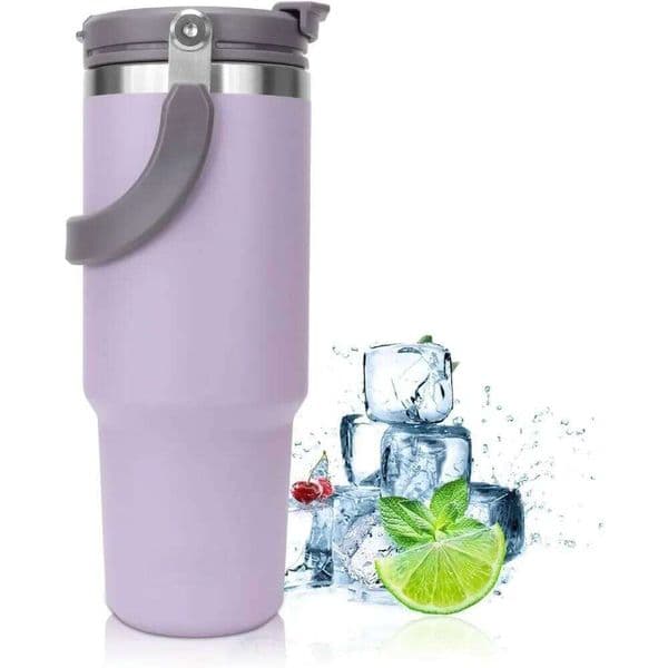 900ml Thermos Cup with Handle Drinking Insulated Stainless Steel Vacuum Water Bottle for Office Home Sports or Car 26L0514