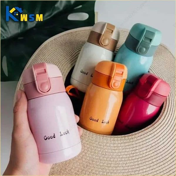 1/2PCS Goodluck Small Cute Mini Thermos Cup MINI Portable Creative Pot Belly Water Cup Pocket Cup with Hand GiftT260514