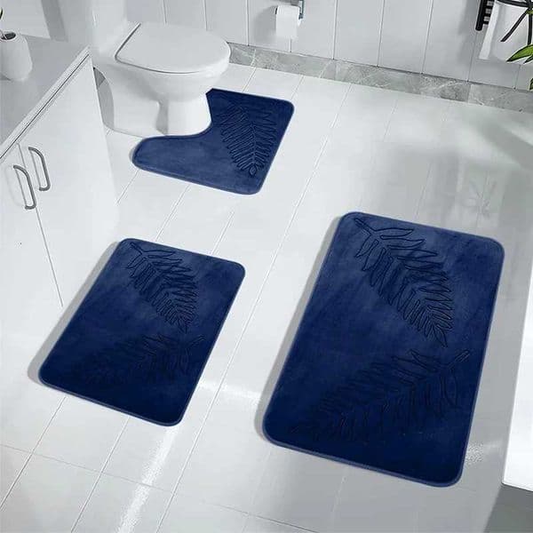 3 Piece Bathroom Mat Memory Foam Ultra Soft and Absorbent Leaf Bath Rugs Thick Washable For Bathroom Toilet Tub Mat SetJ260514