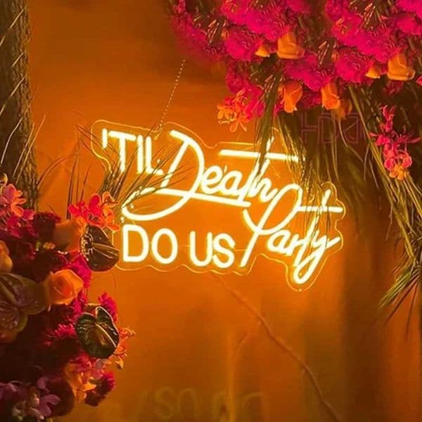 LED Neon Signs Til Death Do Us Party Neon Led Sign Lights Bedroom Room Decor Party Birthday Decor Wall Art Pub Bar Neon Lights X260514