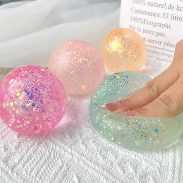 Anti-stress Ball Soft TPR Slow Rebound Sequins Maltose Ball Pinch Toy Stress Relief Elastic Squeezing Colored Ball Decompression C260514