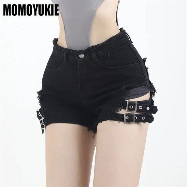 Summer Vintage Trend Girls Harajuku High Waisted Irregular Denim Shorts Goth Rock Sexy Women Shorts Slimming Versatile 260511