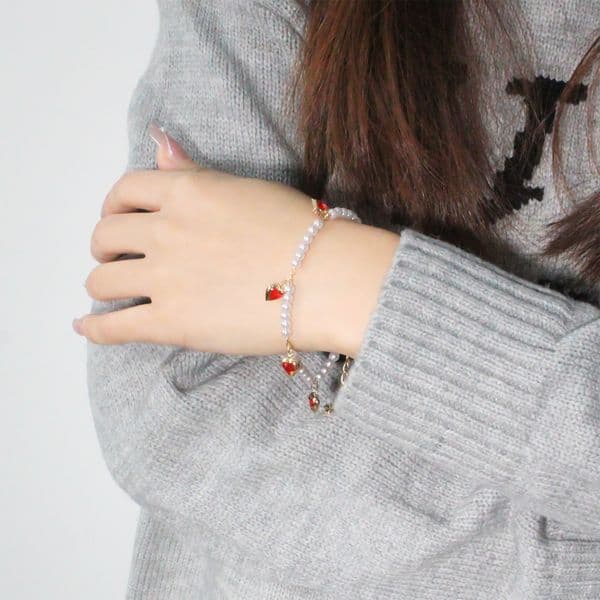 Comfortable Heart Tassel for Women High-end Exquisite Vintage Gift Earrings Party Earrings Pearl Bracelet Jewelry BR2040